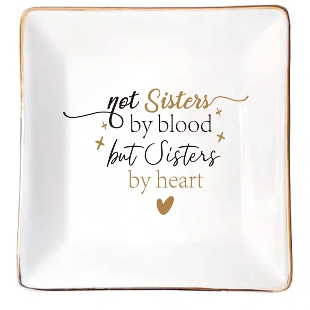 Jewelry dish White & Gold Friends Sentiment Square Jewelry dish by Beyond Gifts
